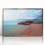 Acrylic print of a European scenery depicting Crete, Greece, in gold frame, suitable for modern art wall decor.