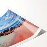 Extra large wall art featuring line art flowers with soft pastel shades on a rolled print.