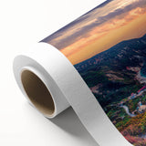 Art deco poster of a European Greek scenery in pastel shades on rolled canvas, ideal for nursery wall art.