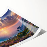 Extra large rolled print featuring line art flowers in muted earth tones, ideal for large living room wall art.