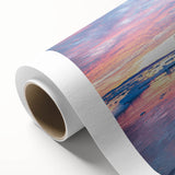 Art Deco poster depicting a serene Greenland landscape in muted green and blue tones, rolled canvas.