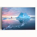 Black and white photograph of a Greenland landscape on stretched canvas, ideal for kitchen wall art.