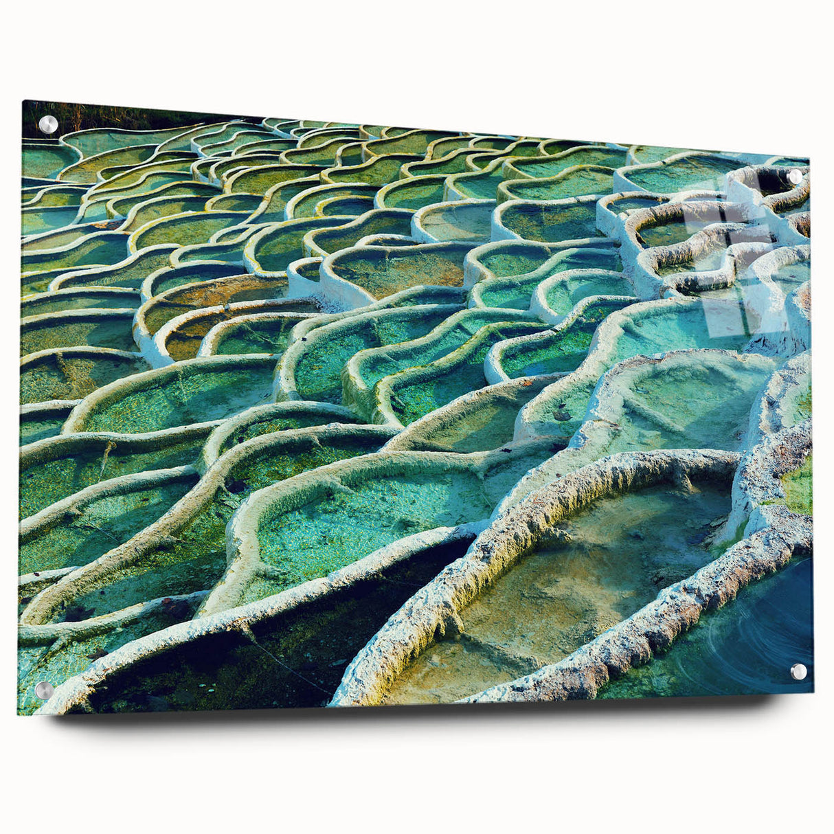 Large abstract wall art of a European scenery in Hungary, in muted tones, printed on acrylic glass.