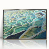 Framed acrylic print of a European cityscape in muted gray and silver tones, ideal for modern art wall decor.