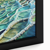 Extra large black wall art featuring a textured, colorful European scenery on framed canvas, ideal for living room decor.