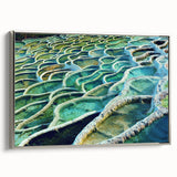 Framed canvas of a vintage-style landscape painting depicting a colorful Hungarian scenery, ideal for living room decor.