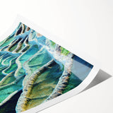 Extra large wall art featuring line art flowers in muted earth tones on a rolled canvas, ideal for large living room decor.