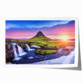 Rolled print of a serene Icelandic landscape with muted green and blue tones, ideal for art wall dining room decor.