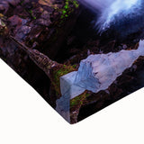 Black and white landscape art painting of Icelandic scenery on stretched canvas, suitable for bedroom wall art.