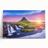 Black and white photograph of an Icelandic landscape on large stretched canvas, ideal for kitchen wall art.
