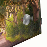 Large abstract wall art depicting a scenic Irish landscape on acrylic glass, with mid-century modernist influences.