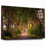 Large abstract wall art depicting an Irish landscape in muted green and blue tones on acrylic glass.