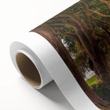 Art deco poster of a serene Irish landscape in soft green and blue tones on rolled canvas, ideal for nursery wall art.