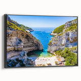 Black and white vintage poster art of Capri landscape on framed canvas, suitable for bedroom wall art.