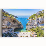 Black and white image of Capri, Italy on stretched canvas, suitable for kitchen wall art or bedroom decor.