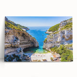 Black and white stretched canvas of Capri scenery, ideal for kitchen wall art.