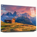Acrylic print of the Dolomites in Italy, featuring detailed mountain scenery in muted earth tones.