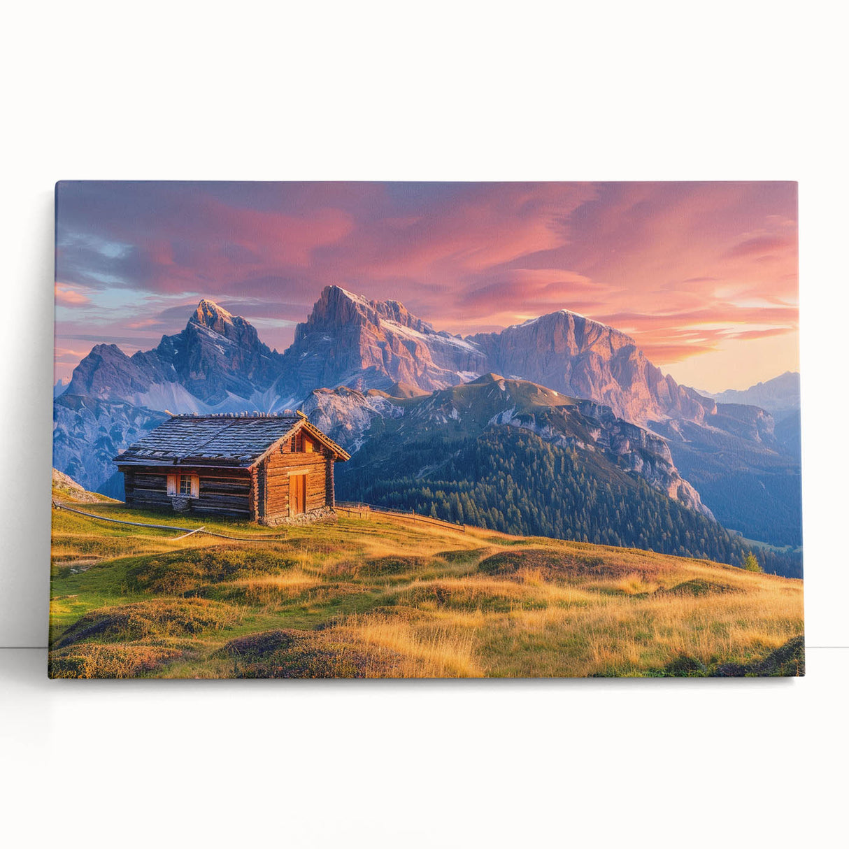 Black and white photograph of the Dolomites on stretched canvas, ideal for kitchen wall art.