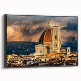Black and white framed canvas of Florence landscape, ideal for bedroom wall art.