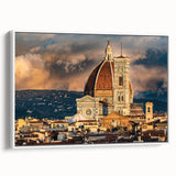 Framed canvas vintage poster art of Florence scenery in colorful tones, ideal for living room decor.