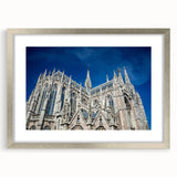Extra large wall art of abstract Milan scenery in textured silver frame, ideal for living room decor.