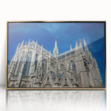 Art deco poster of Milan skyline in muted gold and black tones on acrylic, suitable for modern art wall decor.