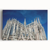 Black and white stretched canvas of Milan scenery, ideal for kitchen wall art.