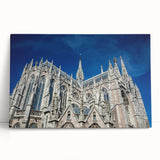 Black and white large art print of Milan scenery on stretched canvas, ideal for kitchen wall art.
