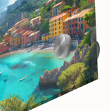 Acrylic print of Portofino, Italy featuring large abstract elements in mid-century modernist style.