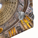 Large abstract depiction of Rome on acrylic glass with muted earth tones, ideal for dining room art.