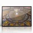 Large abstract wall art of Rome's skyline in muted earth tones, framed in black acrylic.
