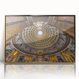 Art Deco style poster of Rome with muted gold and beige tones on acrylic, ideal for modern art wall decor.