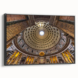 Black and white framed canvas of Rome landscape, ideal for bedroom decor, featuring vintage poster art style.