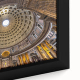 Extra large black wall art featuring a textured scene of Rome with colorful accents on a framed canvas.