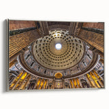 Framed canvas landscape art painting of Rome with colorful vintage poster art style.