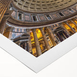 Art deco poster of Rome with muted earth tones on rolled canvas, suitable for dining room decor.