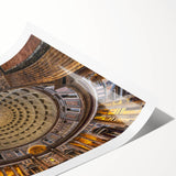 Extra large wall art featuring line art flowers and scenes from Rome, Italy on rolled print.