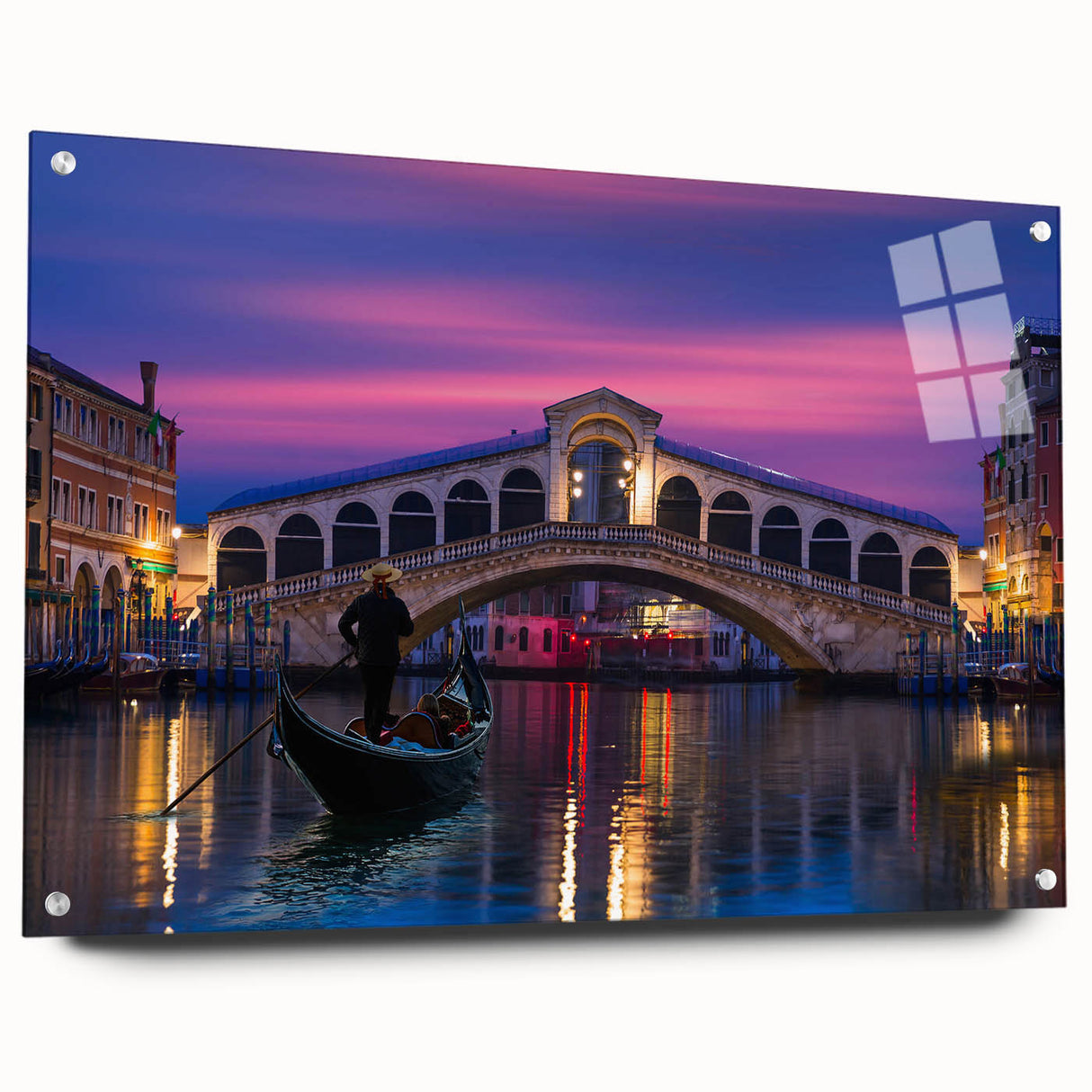 Acrylic print of a Venice scenery in muted earth tones, ideal for dining room decor.