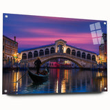 Acrylic print of a Venice scenery in muted earth tones, ideal for dining room decor.