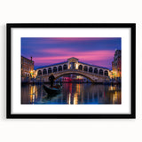 Extra large framed abstract print of Venice in vibrant, colorful hues on textured canvas, ideal for living room decor.