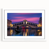Textured abstract art print depicting a serene Venice scenery in muted earth tones, framed with a white mat.