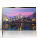 Framed acrylic print of Venice scenery with silver frame, featuring muted earth tones, ideal for modern art wall decor.