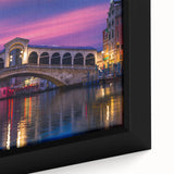 Extra large framed canvas of a textured Venice scenery in muted black and colorful art, ideal for living room decor.