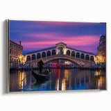 Framed canvas landscape art painting of Venice with muted colors, ideal for living room decor.