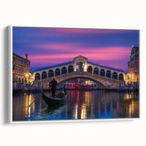 Vintage poster art of Venice with colorful imagery on extra large framed canvas, ideal for living room decor.
