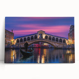 Black and white large art print of Venice scenery on stretched canvas, suitable for kitchen wall art.