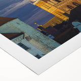 Art deco poster of a Latvian landscape in muted earth tones on a rolled canvas, suitable for dining room wall art.