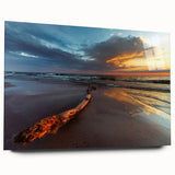 Large abstract wall art of a European scenery in muted earth tones on acrylic glass, ideal for bedroom or dining room decor.