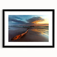 Extra large abstract art print of a colorful Lithuanian landscape, textured finish on a framed black mat.