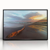 Large abstract wall art featuring a mid-century modernist design of a European Lithuanian landscape in black and white tones…